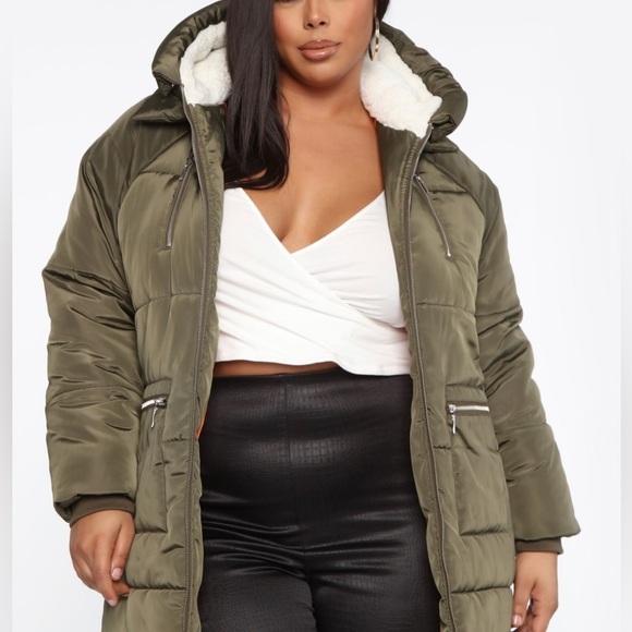Fashion Nova Olive Puffer Coat - Picture 7 of 13